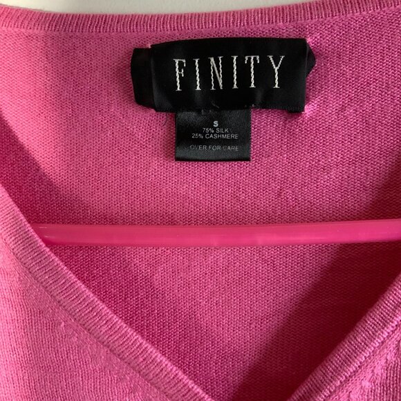 Womens Finity Silk Cashmere Cardigan Light Weight S measures XS Pink - Picture 8 of 9